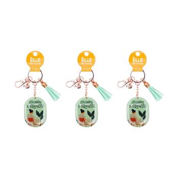 3PK Splosh Billie Strength Keychain Acrylic Epoxy Tassel Green 11.5x4.5cm
