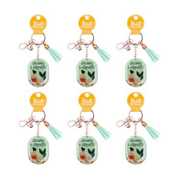 6PK Splosh Billie Strength Keychain Acrylic Epoxy Tassel Green 11.5x4.5cm