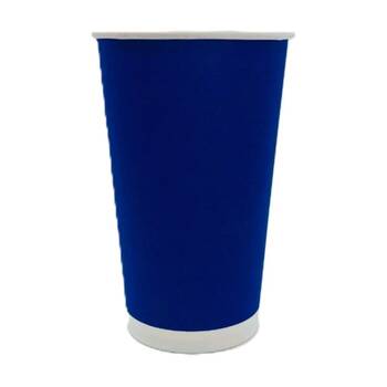 40x 15pc Partyware FSC PLA Single Wall Paper Cups Set Disposable 450ml Blue