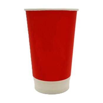 40x 15pc Partyware FSC PLA Single Wall Paper Cups Set Disposable 450ml Red