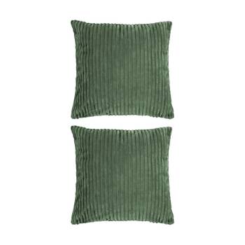 2PK Bambury Channel Square Cushion Plush Throw Pillow Juniper 50x50cm