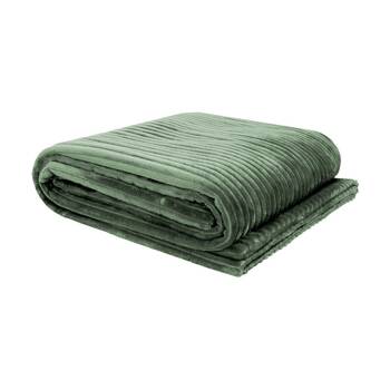 Bambury Channel Throw Blanket Ribbed Flannel Fleece Juniper 150x200cm