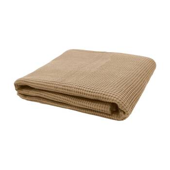 Bambury Milo Waffle Weave Cotton Throw Blanket Soft Textured Chai 130x200cm