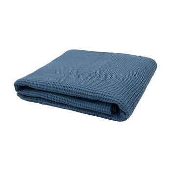 Bambury Milo Waffle Weave Cotton Throw Blanket Soft Textured Ocean 130x200cm