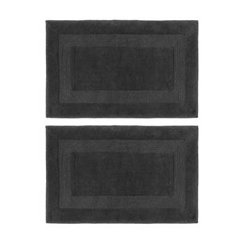 2PK Nautica Sandy Bay Tufted Cotton Bathroom Decor Bath Mat 61x43cm Charcoal