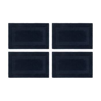 4PK Nautica Sandy Bay Tufted Cotton Decorative Bathroom Bath Mat 61x43cm Navy