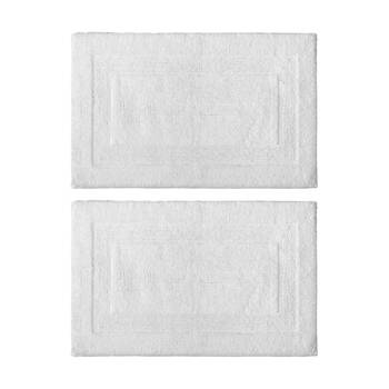 2PK Nautica Sandy Bay Tufted Cotton Decorative Bathroom Bath Mat 43x61cm White