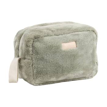 2PK Bas Phillips Faux Mink Polyester Cosmetic/Makeup/Toiletries Bag Sea Foam