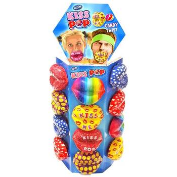 24PK Wom Bpop Kiss Pop Candy Twist Lollipop Confectionary Assorted