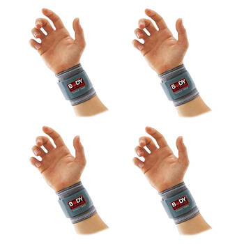 4PK Body Sculpture 4 Way Elastic Wrist Support W/ Adjustable Strap Large