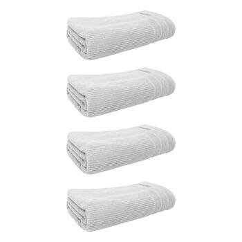 4x Bas Phillips Cairo Ribbed Towel Collection Cotton Bath Sheet 160x80cm White