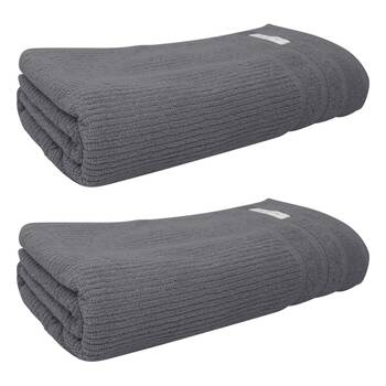 2x Bas Phillips Cairo Ribbed Towel Collection Cotton Bath Sheet 160cm Graphite