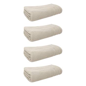 4x Bas Phillips Cairo Ribbed Towel Collection Cotton Bath Sheet 160x80cm Desert