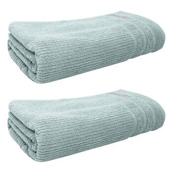 2x Bas Phillips Cairo Ribbed Towel Collection Cotton Bath Sheet 160cm Aqua Ice