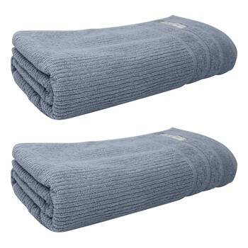 2x Bas Phillips Cairo Ribbed Towel Collection Cotton Bath Sheet 160x80cm Mercury