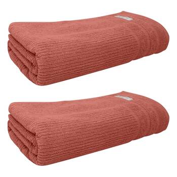 2x Bas Phillips Cairo Ribbed Towel Collection Cotton Bath Sheet 160cm Rose Mist
