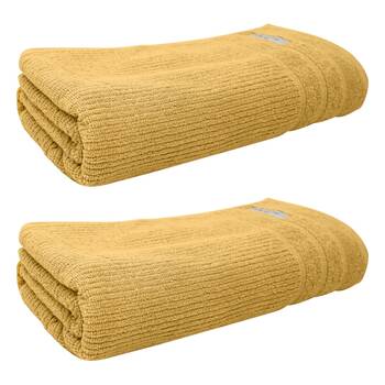 2x Bas Phillips Cairo Ribbed Towel Collection Cotton Bath Sheet 160cm Sunshine