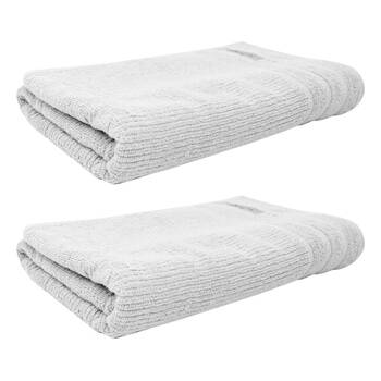 2x Bas Phillips Cairo Ribbed Collection Cotton Bath Towel 137x68cm White