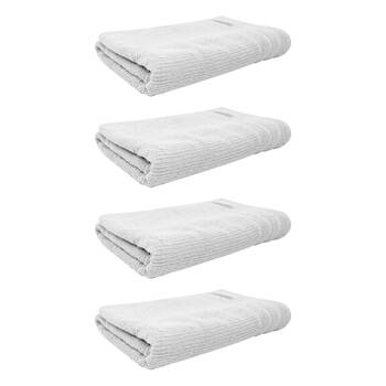 4x Bas Phillips Cairo Ribbed Collection Cotton Bath Towel 137x68cm White