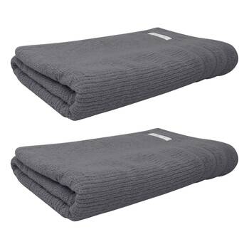 2x Bas Phillips Cairo Ribbed Collection Cotton Bath Towel 137x68cm Graphite