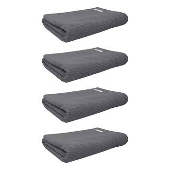 4x Bas Phillips Cairo Ribbed Collection Cotton Bath Towel 137x68cm Graphite