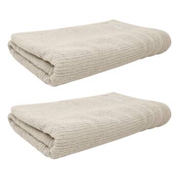 2x Bas Phillips Cairo Ribbed Collection Cotton Bath Towel 137x68cm Desert