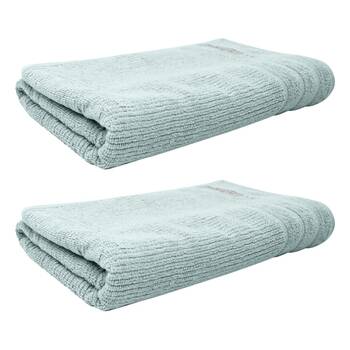 2x Bas Phillips Cairo Ribbed Collection Cotton Bath Towel 137x68cm Aqua Ice