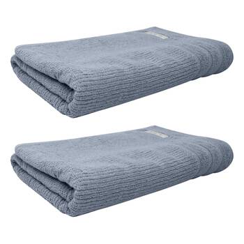 2x Bas Phillips Cairo Ribbed Collection Cotton Bath Towel 137x68cm Mercury