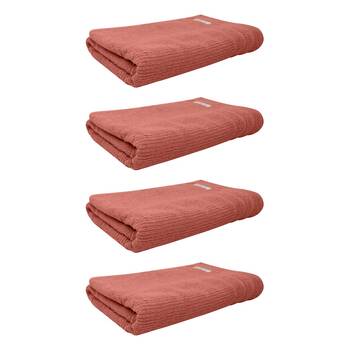 4x Bas Phillips Cairo Ribbed Collection Cotton Bath Towel 137x68cm Rose Mist