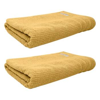 2x Bas Phillips Cairo Ribbed Collection Cotton Bath Towel 137x68cm Sunshine