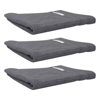 3x Bas Phillips Cairo Ribbed Collection Cotton Hand Towel 60x40cm Graphite