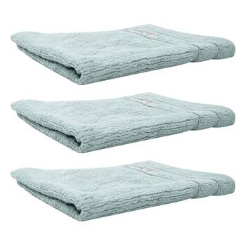 3x Bas Phillips Cairo Ribbed Collection Cotton Hand Towel 60x40cm Aqua Ice