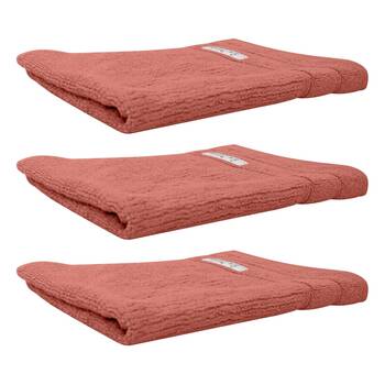 3x Bas Phillips Cairo Ribbed Collection Cotton Hand Towel 60x40cm Rose Mist