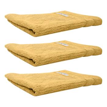 3x Bas Phillips Cairo Ribbed Collection Cotton Hand Towel 60x40cm Sunshine