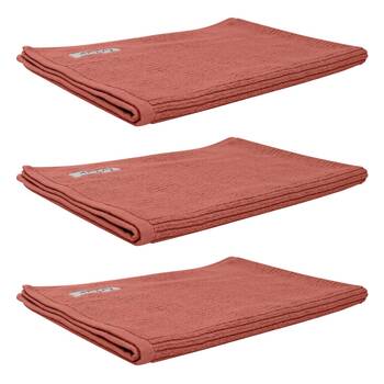 3x Bas Phillips Cairo Ribbed Towel Collection Cotton Bath Mat 78x48cm Rose Mist