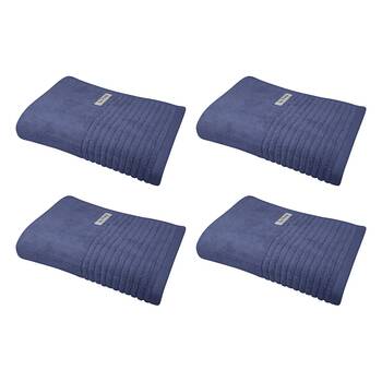 4x Bas Phillips Hayman Zero Twist Bath Towel 600Gsm Cotton 137x68cm Indigo