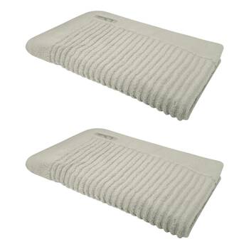 2x Bas Phillips Hayman Zero Twist Bath Mat 600Gsm Cotton 78x48cm Oatmeal