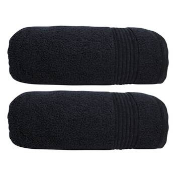 2x Bas Phillips Valencia Zero Twist Cotton Bath Sheet 80 x 160cm Black