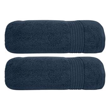 2x Bas Phillips Valencia Zero Twist Cotton Bath Sheet 80 x 160cm Navy