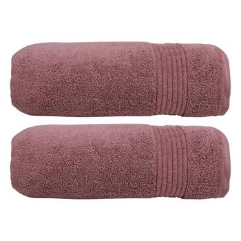 2x Bas Phillips Valencia Zero Twist Cotton Bath Sheet 80 x 160cm Dusty Rose