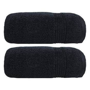 2x Bas Phillips Valencia Zero Twist Cotton Bath Towel 68 x 137cm Black