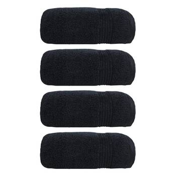 4x Bas Phillips Valencia Zero Twist Cotton Bath Towel 68 x 137cm Black