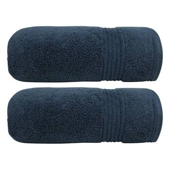 2x Bas Phillips Valencia Zero Twist Cotton Bath Towel 68 x 137cm Navy