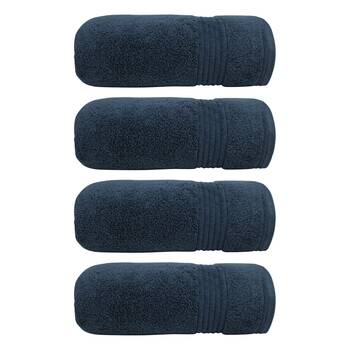 4x Bas Phillips Valencia Zero Twist Cotton Bath Towel 68 x 137cm Navy
