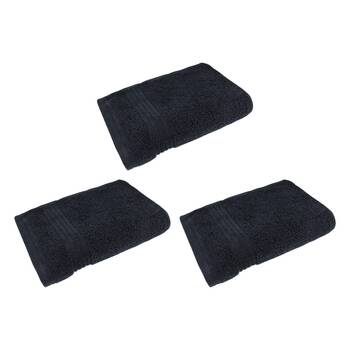 3x Bas Phillips Valencia Zero Twist Cotton Hand Towel 40 x 60cm Black
