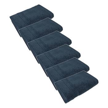 6x Bas Phillips Valencia Zero Twist Cotton Hand Towel 40 x 60cm Navy