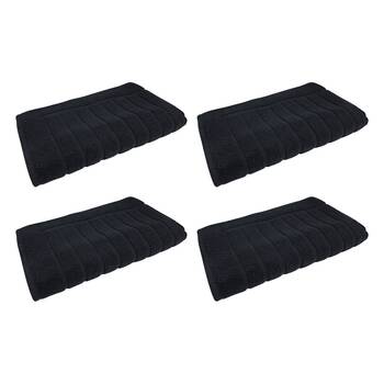4x Bas Phillips Valencia Zero Twist Collection Cotton Bath Mat 48 x 78cm Black