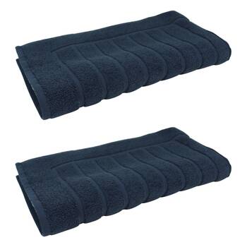 2x Bas Phillips Valencia Zero Twist Collection Cotton Bath Mat 48 x 78cm Navy