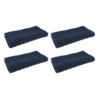 4x Bas Phillips Valencia Zero Twist Collection Cotton Bath Mat 48 x 78cm Navy