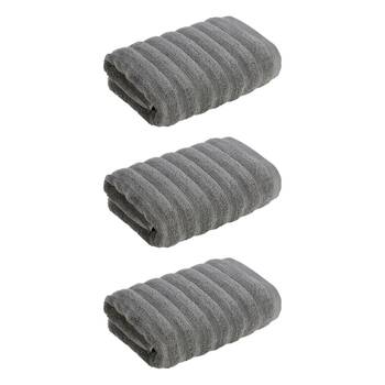 3x Christy Kensington Bathroom King Hand Towel Cotton 90x50 cm Charcoal